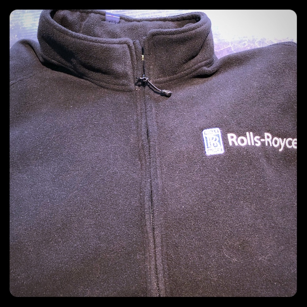 Men’s Black Rolls-Royce Logo Fleece Jacket. Large